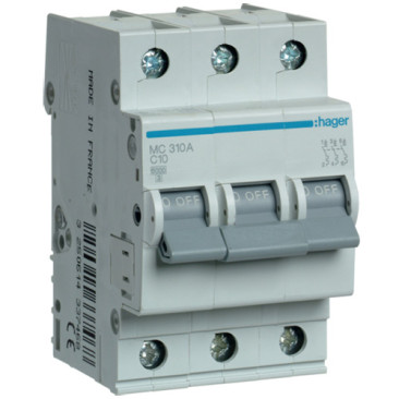 Автоматичний вимикач Hager MC310A 3-полюсний, In=10 А “C”