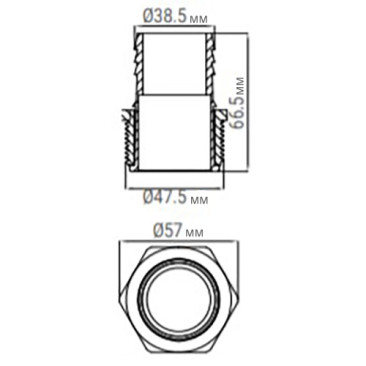 З'єднувач шланга Emaux 91609010 із гайкою, з зовнішньою різьбою (38 мм х1.5 