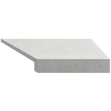 Кутовий Г-подібний елемент бортової плитки Aquaviva Granito Light Gray, 595x345x50(20) мм (правий/45°)