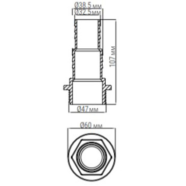 З'єднувач шланга Emaux 91609011 із зовнішньою різьбою (32/38 мм х1.5