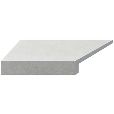 Кутовий Г-подібний елемент бортової плитки Aquaviva Granito Light Gray, 595x345x50(20) мм (лівий/45°)