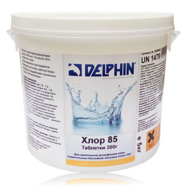 Хлор 85 Delphin (повільний хлор), таблетки 200 г, 5 кг